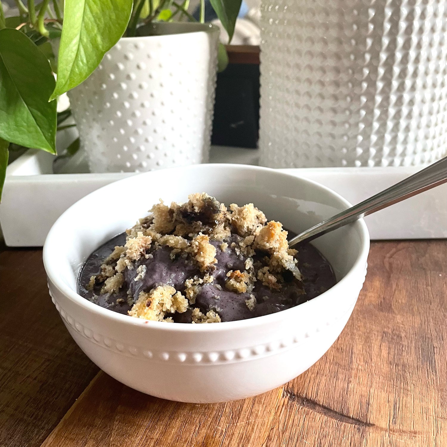 Vanilla Blueberry Bowl with Gluten Free Muffin Crumbles