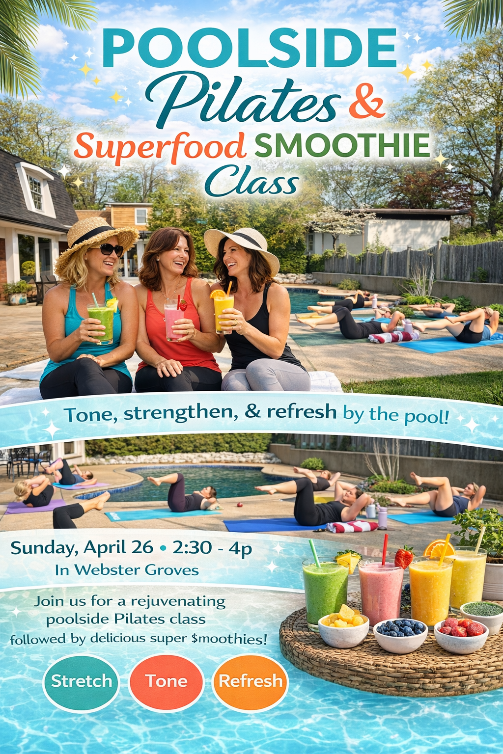 Wellness Event: Poolside Pilates & Smoothies!