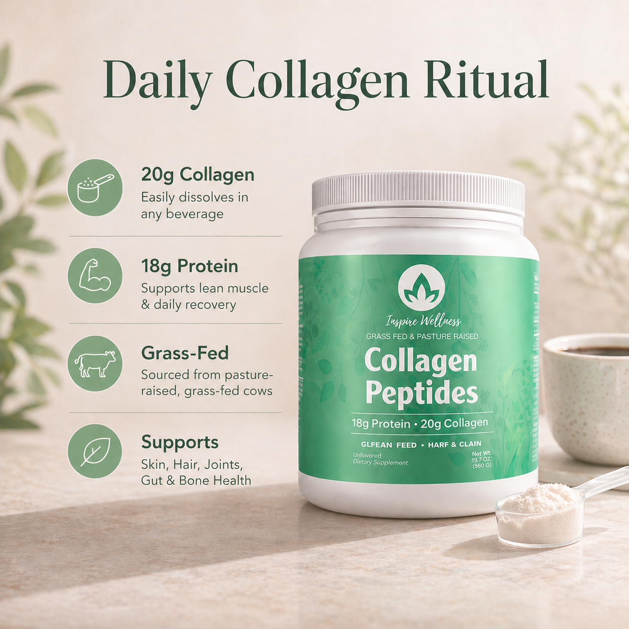 Collagen Protein Powder, Unflavored 28 Servings